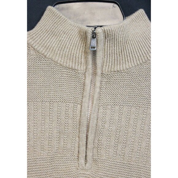 Chaps Knit Sweater sz S Beige Henley Mock Neck Warm Winter Comfort Partial Zip - Picture 2 of 8